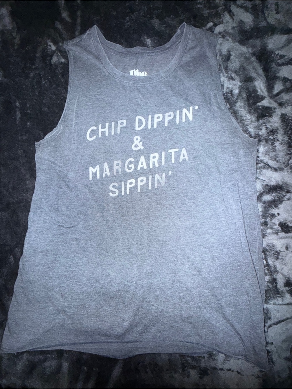 Gray Graphic Muscle Tank - Chip Dippin' & Margarita Sippin'